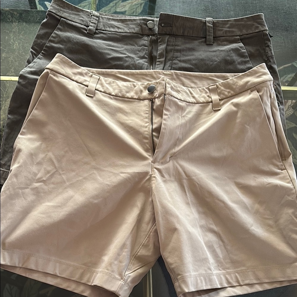 Bundle of men’s lululemon casual  shorts (Tan and gray Shorts) size 33